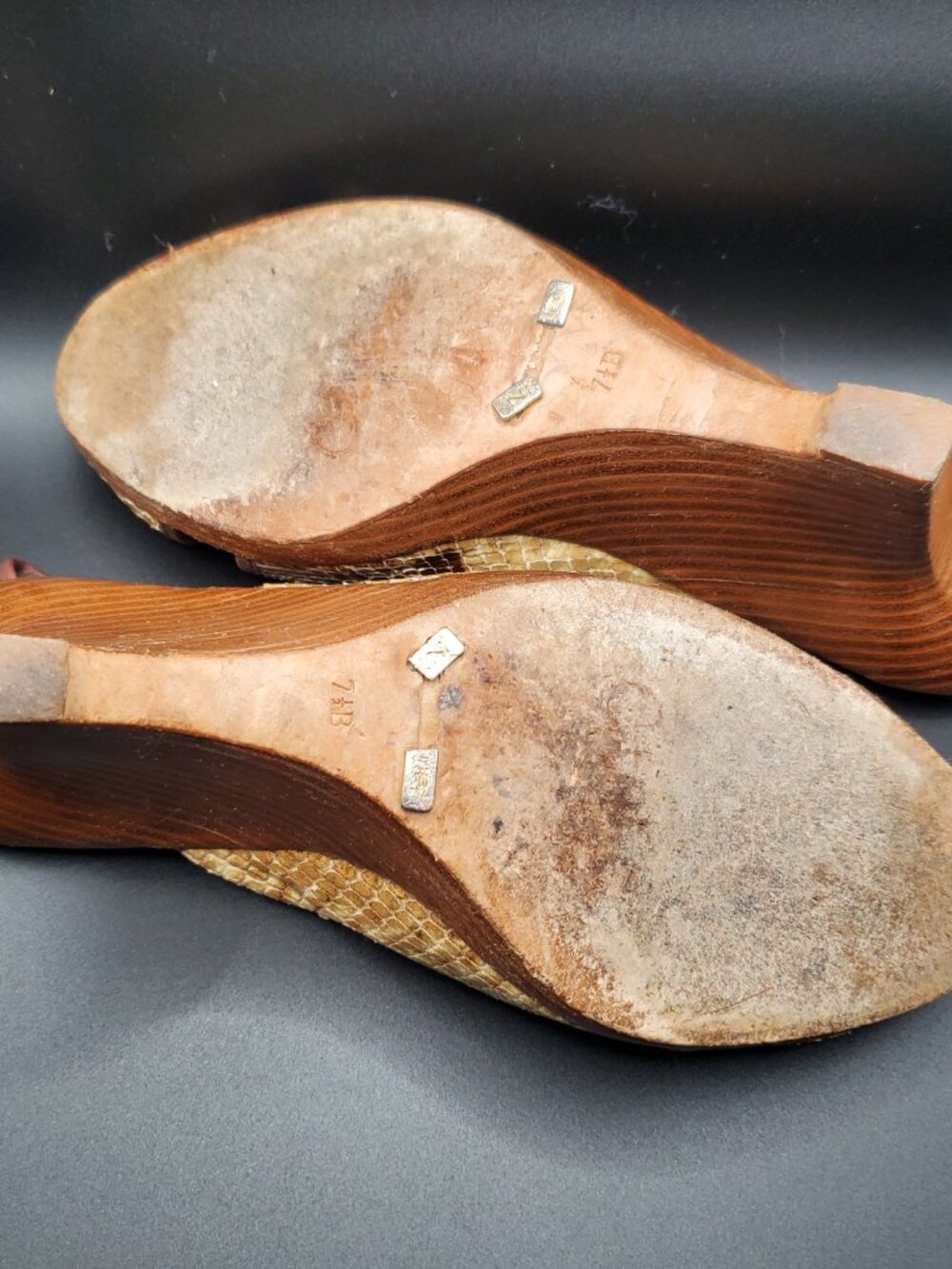 Cole Haan Amaya Air Python Prit Leather Sling Wedge Sandals, Size 7.5B - Picture 6 of 8